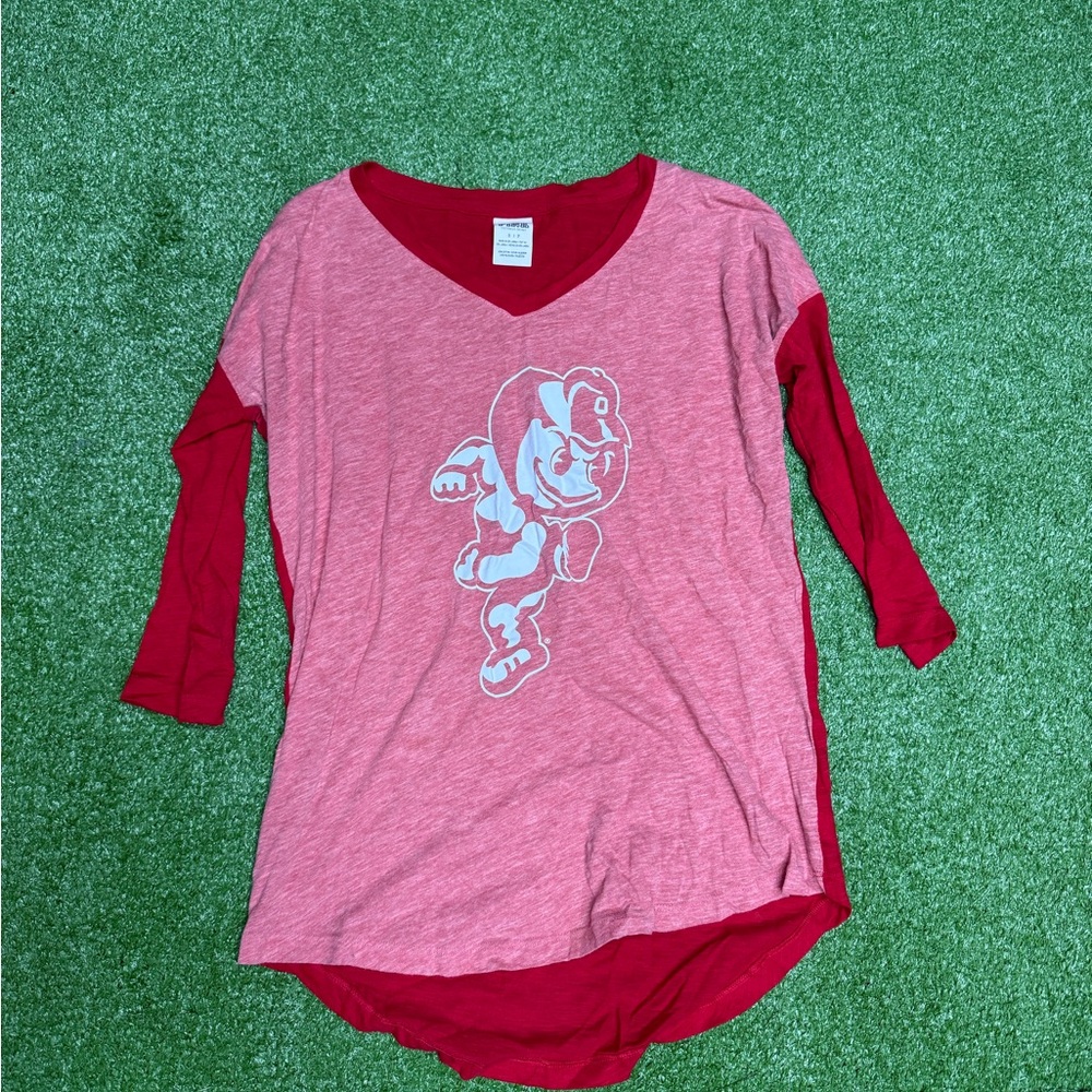 PINK Victoria's Secret Red and Pink Long Sleeve Tee
